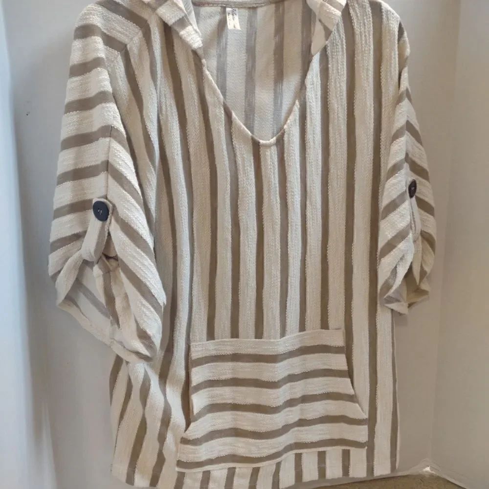 Women's Tunic Retro Boho Festival 3/4 sleeve Poncho look Size Large NWT. W1